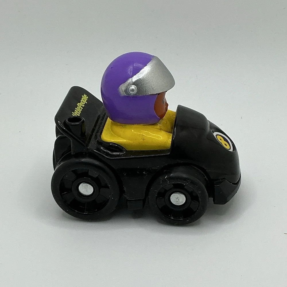 Fisher Price Little People Wheelies Michael in Black Race‎ Car #8 Replacement